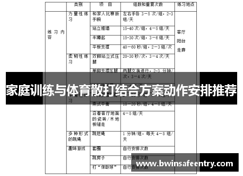 家庭训练与体育散打结合方案动作安排推荐
